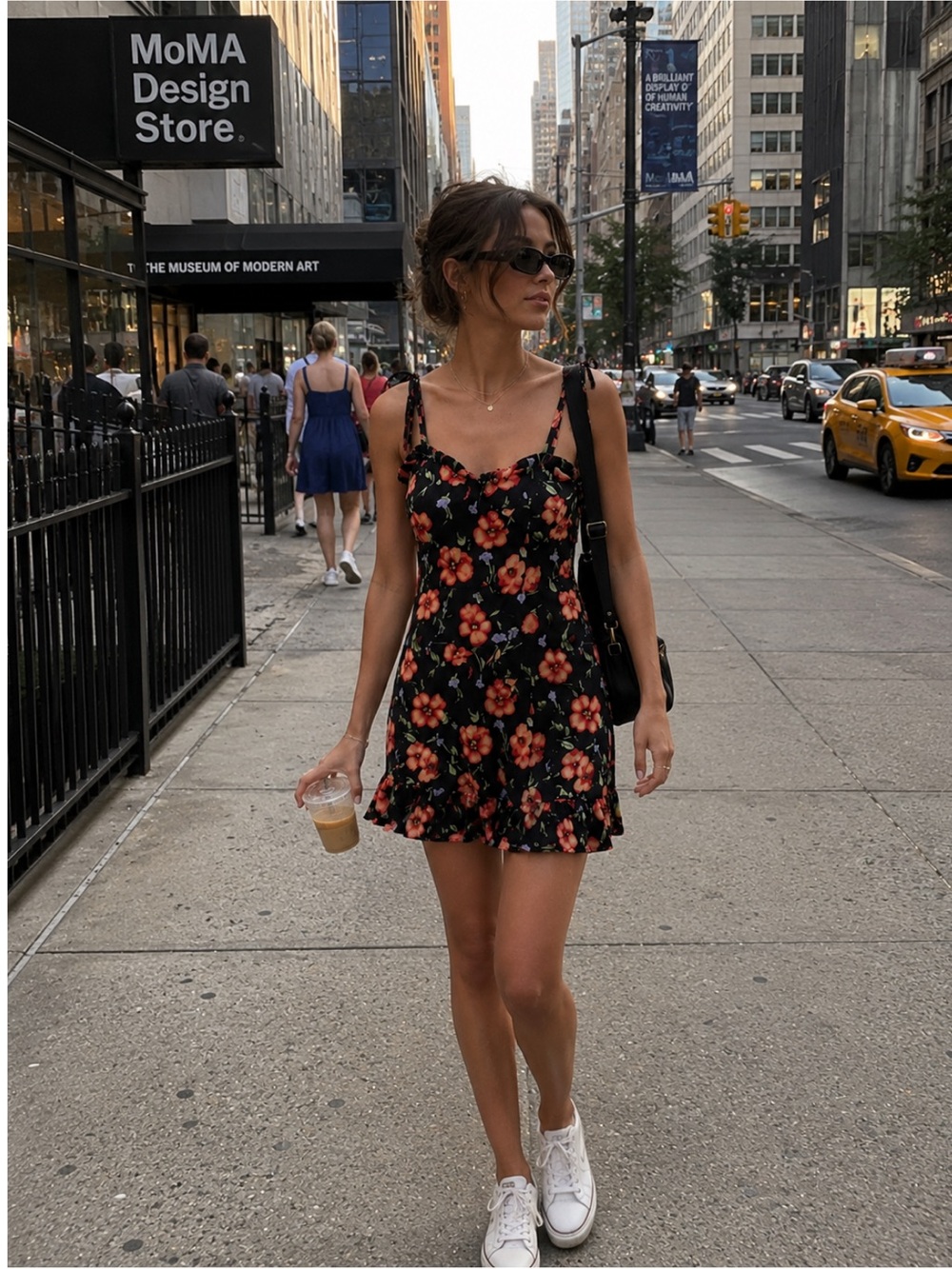 Forever21 Black Floral Mini Dress with adjustable straps